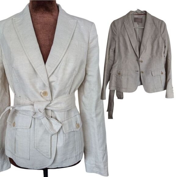 Banana Republic Linen Off White Heritage Blazer Size 4 - Picture 1 of 8